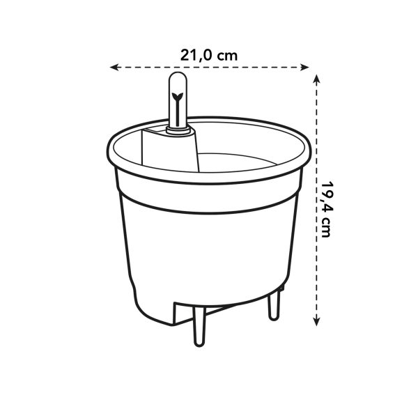 Zelfwatergevende bloempot met waterpeilindicator en 21 cm diameter