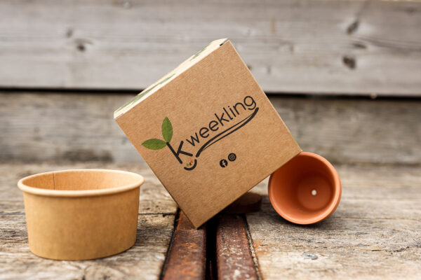 Kweekling zaai- en opkweekset in eco verpakking met potjes
