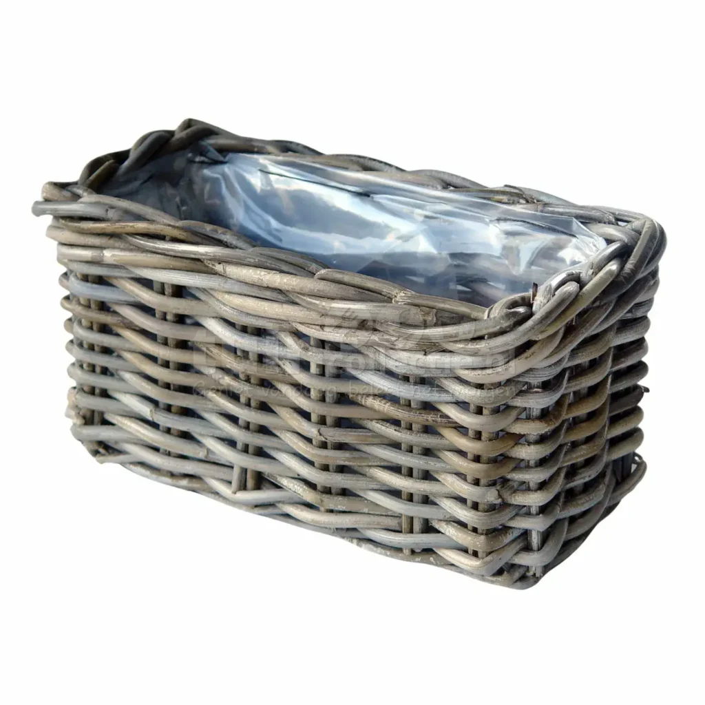 Bloembak Rotan Antiek Grijs 30x15cm