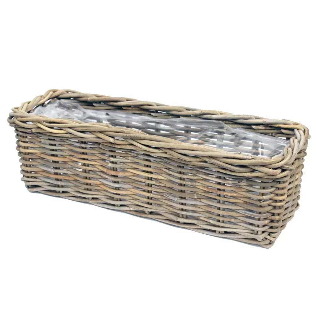 Bloembak Rotan Antiek Grijs 60cm