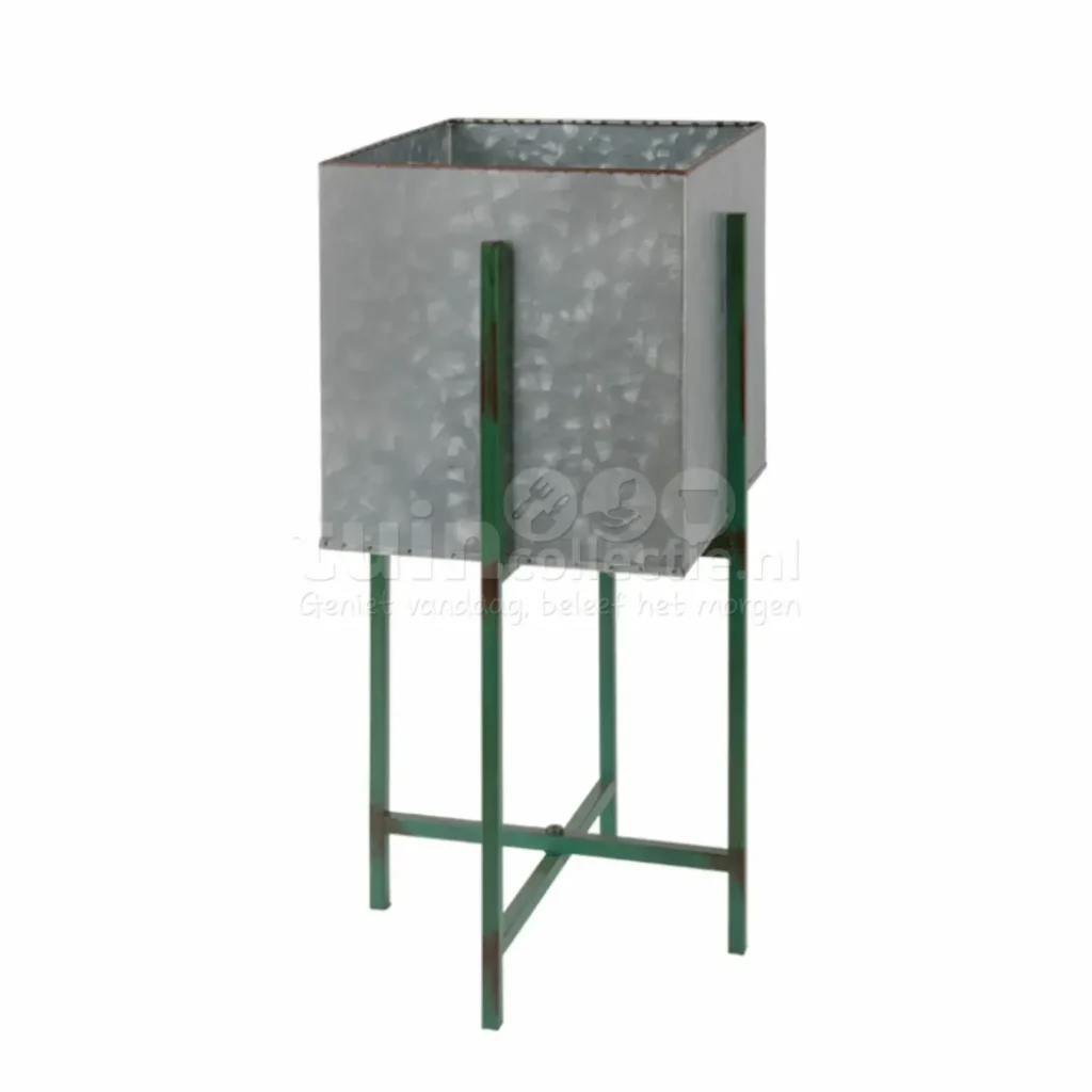 Bloempot op Standaard Vierkant Grijs 21x21cm