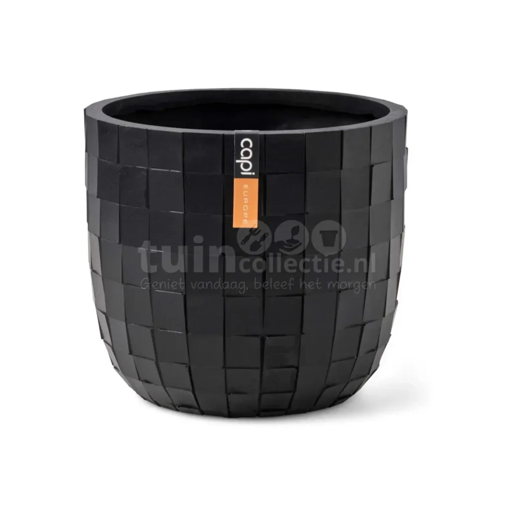Capi Bloemplot Bol Blocks Zwart Ø17cm
