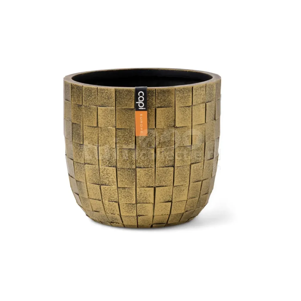 Capi Bloempot Bol Blocks Goud-Zwart Ø9cm