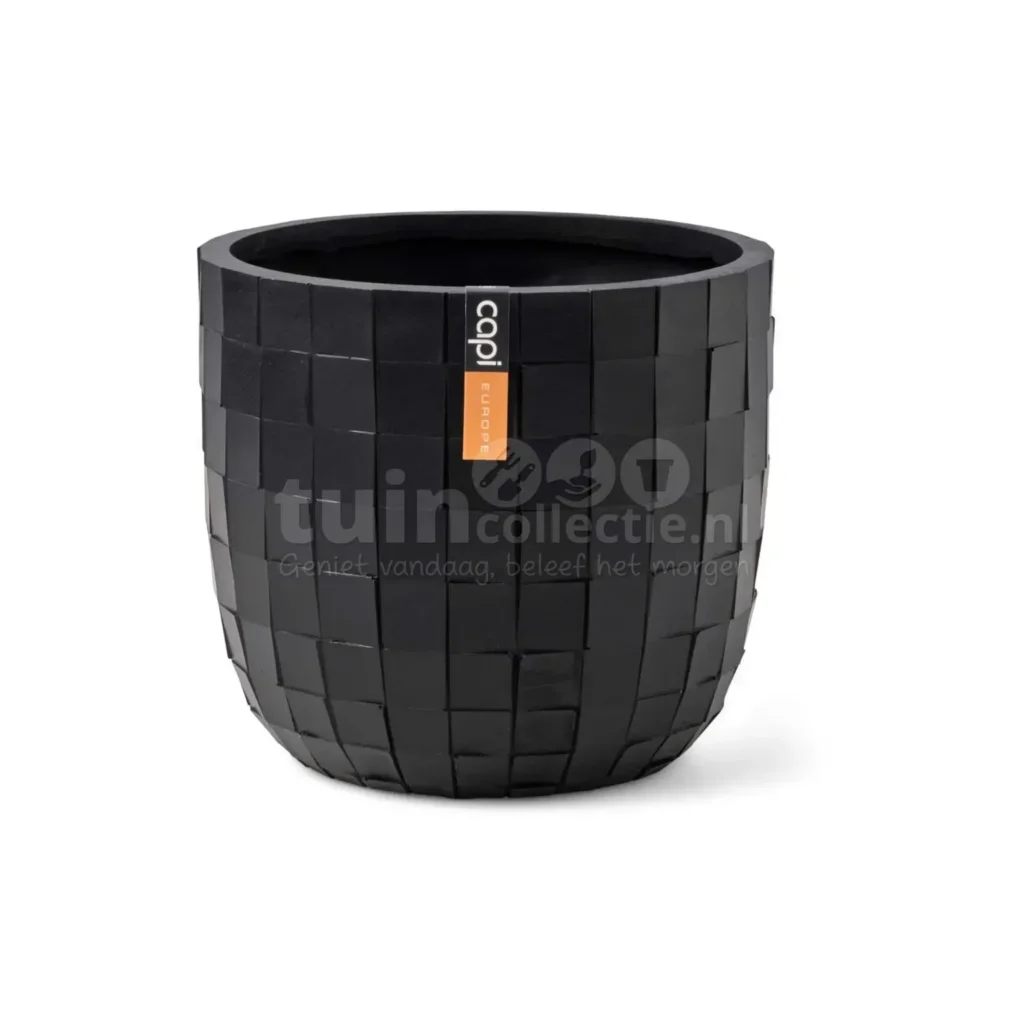 Capi Bloempot Bol Blocks Zwart Ø14cm