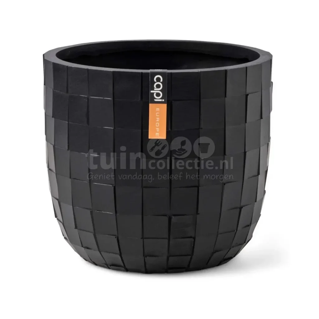 Capi Bloempot Bol Blocks Zwart Ø24cm