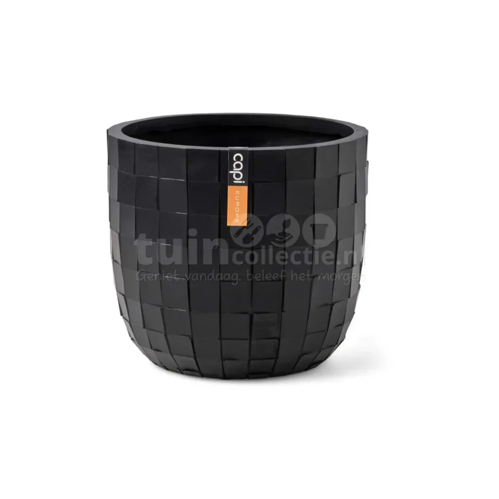 Capi Bloempot Bol Blocks Zwart Ø9cm