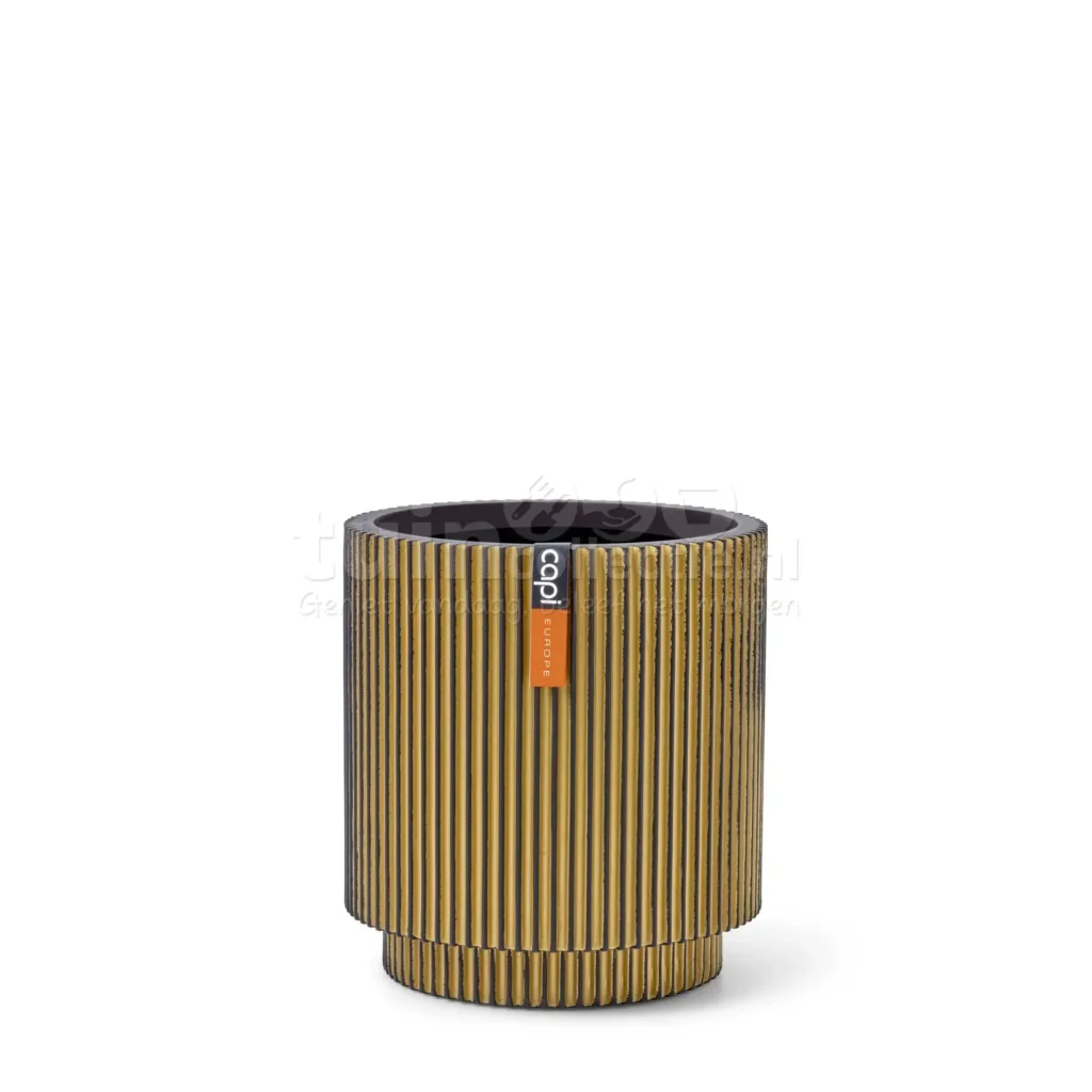 Capi Bloempot Cilinder Groove Goud-Zwart Ø23cm