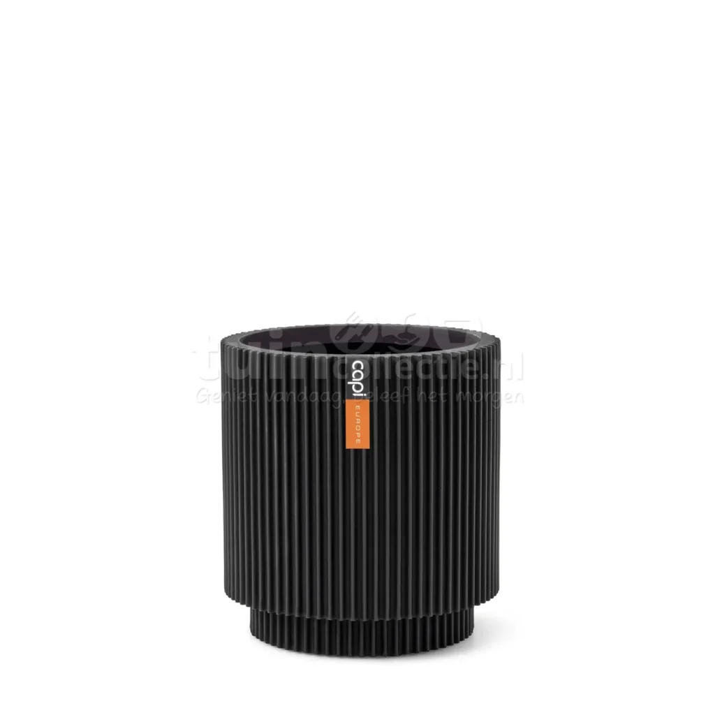 Capi Bloempot Cilinder Groove Zwart Ø23cm