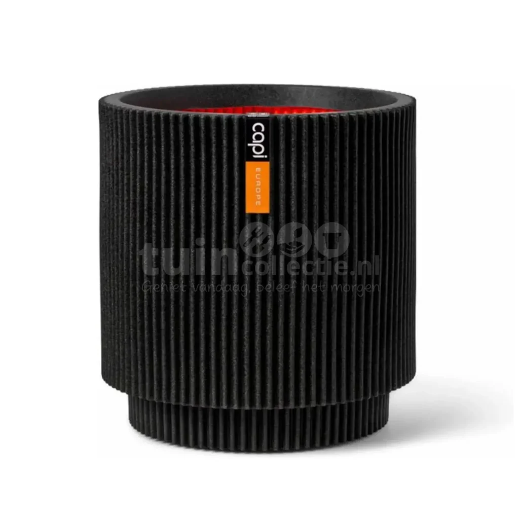 Capi Bloempot Cilinder Groove Zwart Ø41cm