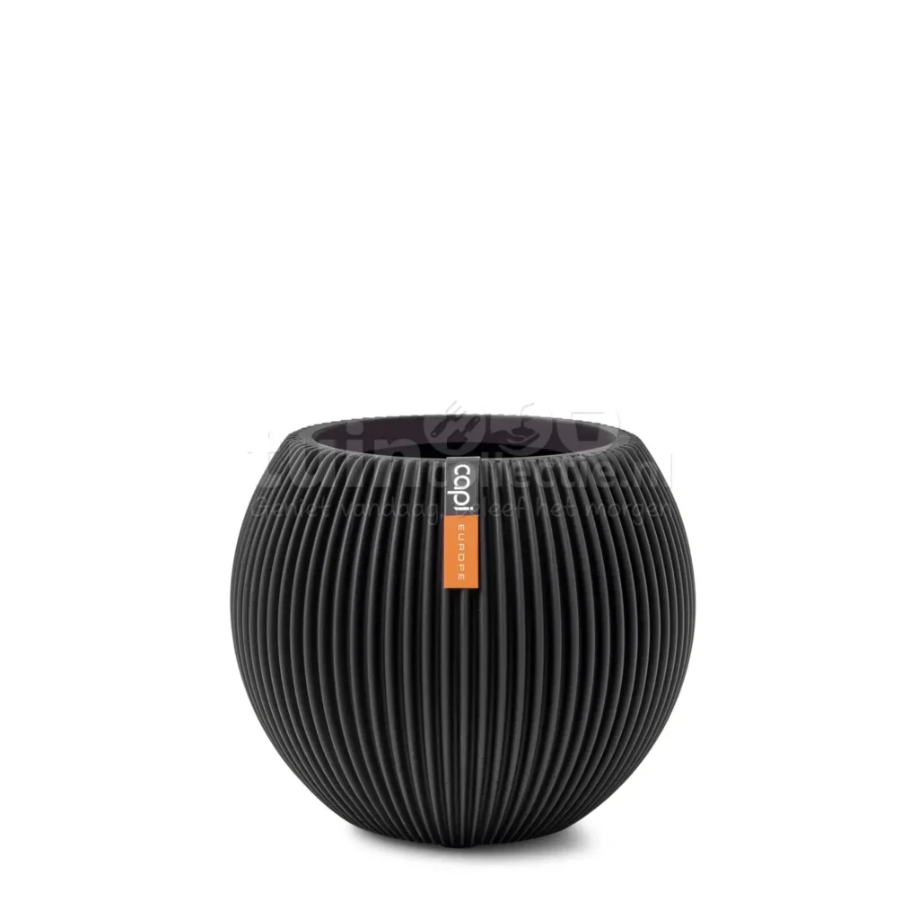 Capi Bloempot Vaas Bol Groove Zwart Ø21cm