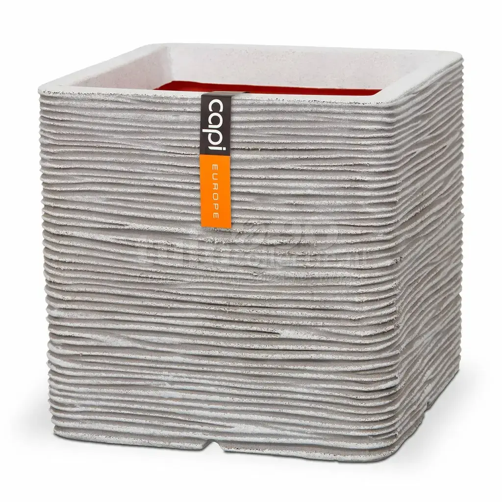 Capi Pot Vierkant Rib 30x30cm Ivoor