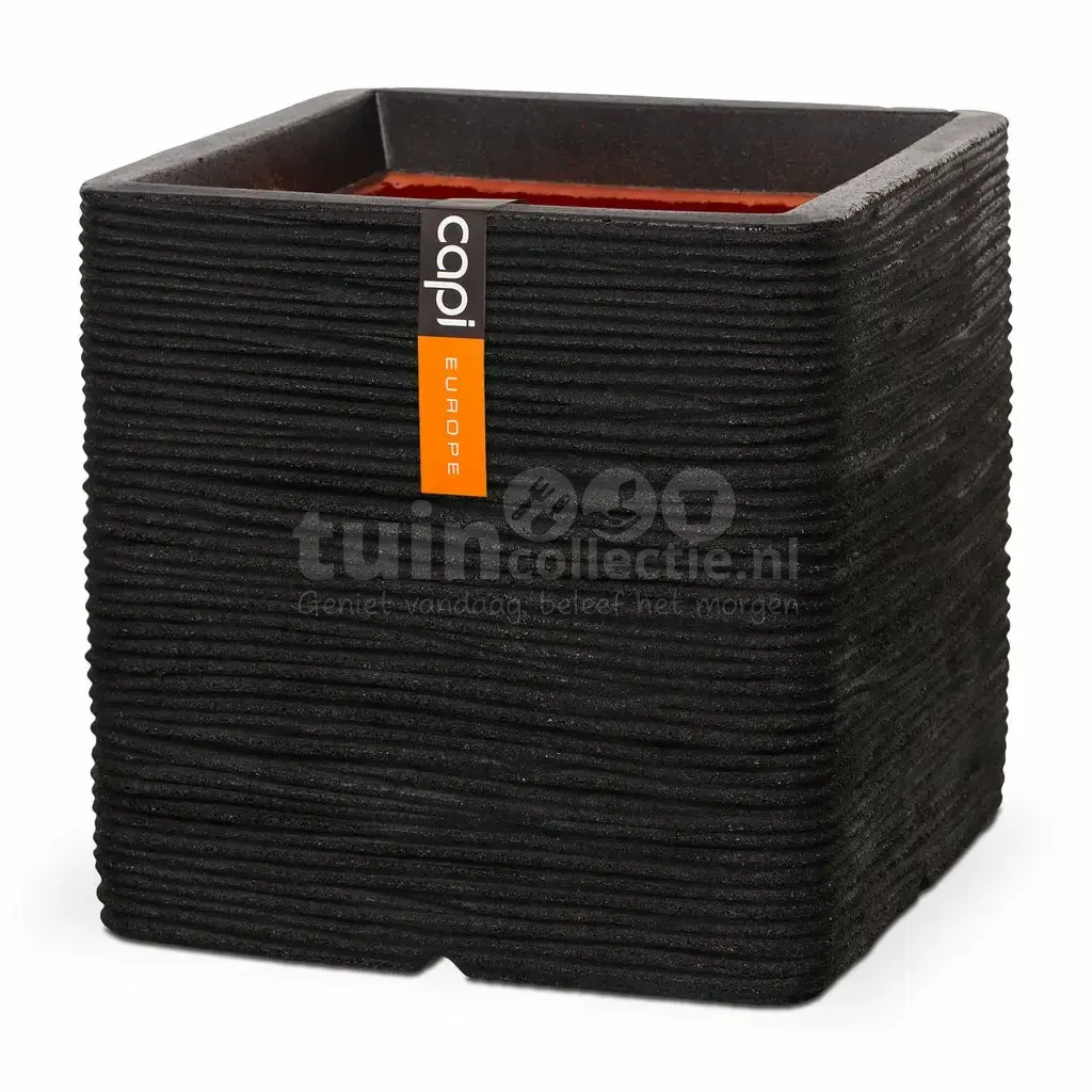 Capi Pot Vierkant Rib 40x40cm Zwart