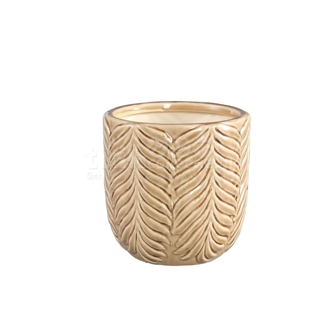 PTMD Bloempot Jux Leaf Bruin Ø13,5cm