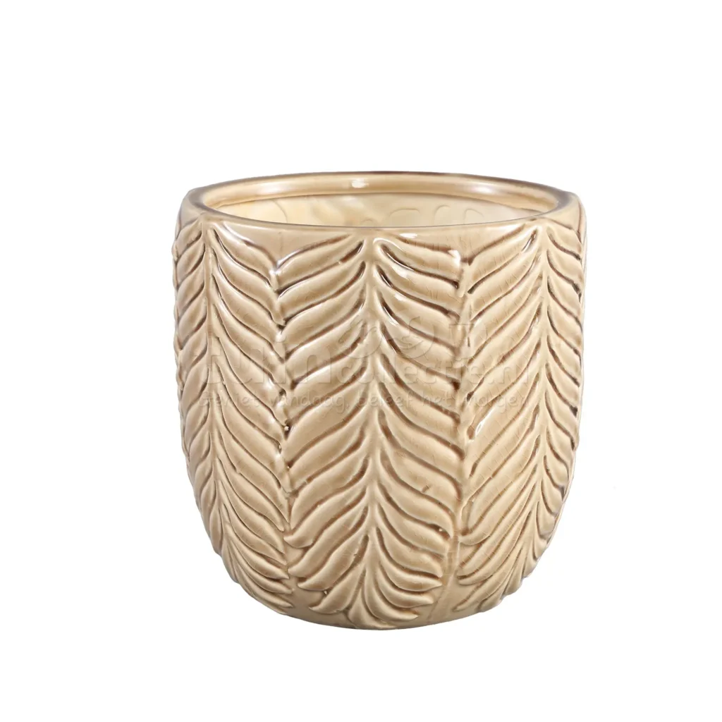 PTMD Bloempot Jux Leaf Bruin Ø17cm