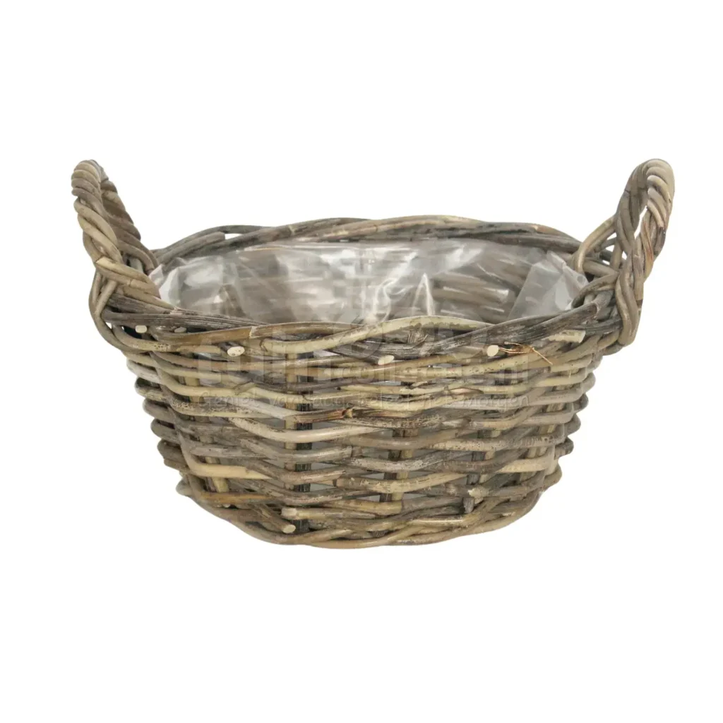Plantenmand Rotan Antiek Grijs Ø35cm