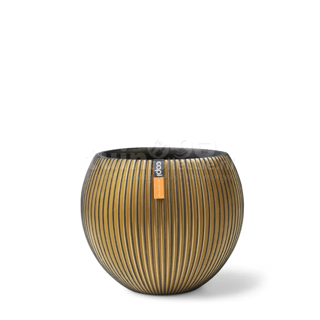 Capi Bloempot Vaas Bol Groove Goud-Zwart Ø13cm