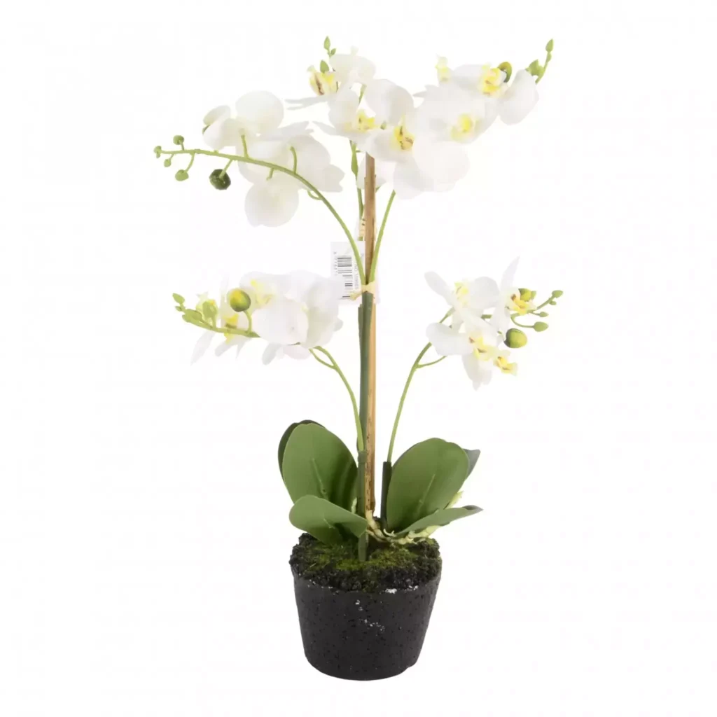 Kunstplant orchidee mini wit - 3 tak h38cm