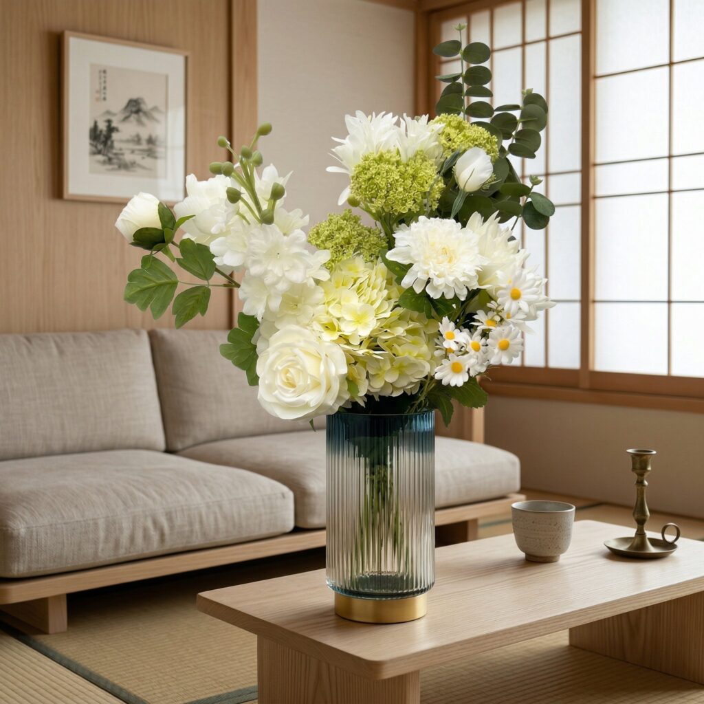 Kunstbloemen Zijden Boeket Snow Grande